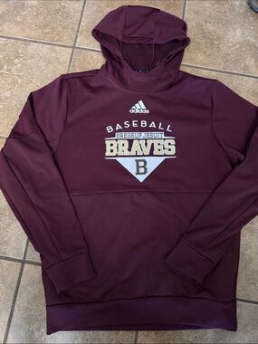 adidas Maroon Baseball Braves Hooded Pullover